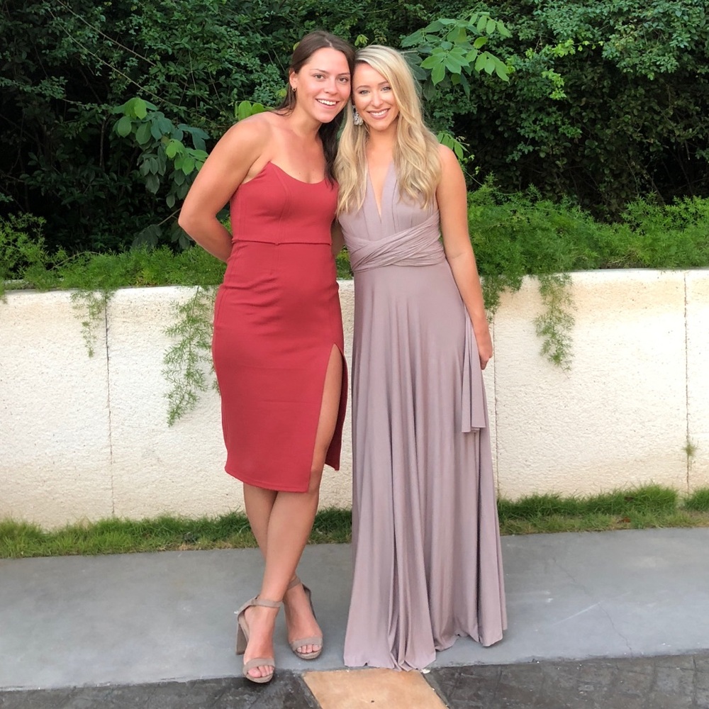 Lulus nude bridesmaid dress